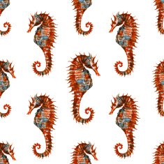 Watercolor seahorse pattern N3