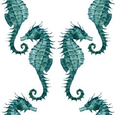 Watercolor seahorse pattern N6
