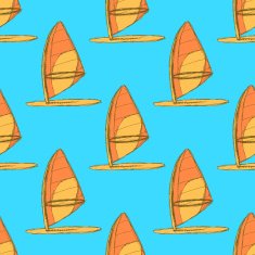 Sketch windsurfing boarg in vintage style