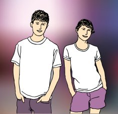 Young adult man and woman white shirt