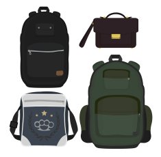 Set of 4 fashionable men bags No outline