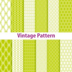 Set of nine seamless pattern in retro style
