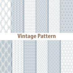 Set of nine seamless pattern in retro style N2