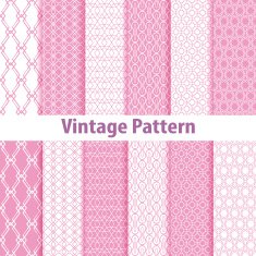 Set of nine seamless pattern in retro style N3