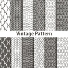 Set of nine seamless pattern in retro style N7
