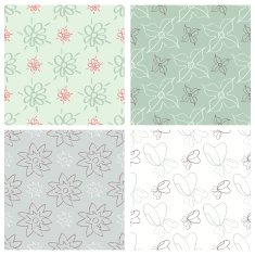 Set of four flower seamless patterns