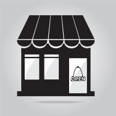 Shop building icon illustration