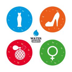 Wedding dress icon Women shoe sign Perfume N7