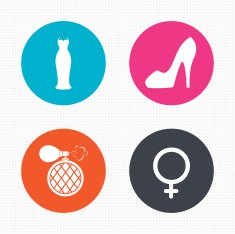 Wedding dress icon Women shoe sign Perfume N8