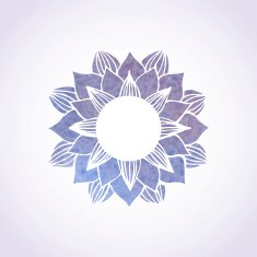 Watercolor blue frame with lace floral pattern Vector element