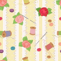 Vector seamless pattern with sewing items