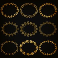 Vector set of gold decorative borders frame N6