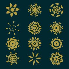 abstract pattern circles with leaf and floral concept asia style