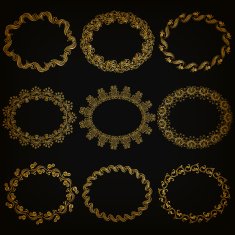 Vector set of gold decorative borders frame N7