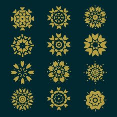 set of circles pattern with leaf and floral concept N3