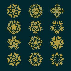 set of circles pattern with leaf and floral concept N4