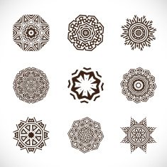 set of abstract geometric pattern element vector illustration