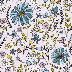 Pattern with camomile and flowers