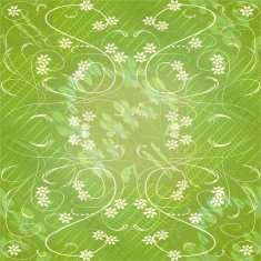 Live green spring background with subtle floral motif