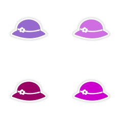 assembly realistic sticker design on paper hats woman