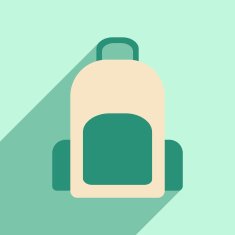 Flat with shadow icon and mobile application backpack N2