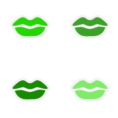 assembly realistic sticker design on paper kiss