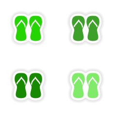 assembly realistic sticker design on paper thongs