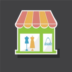 Shop building with open sign icon