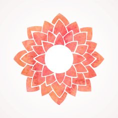 Watercolor red frame with lotus flower pattern Vector element