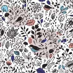 Pattern with flower and birds