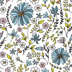 Pattern with camomile and flowers N2