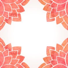 Frame with watercolor red flower pattern Vector background