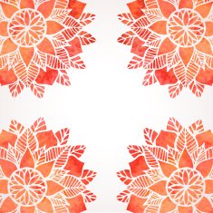 Illustration with watercolor red lace pattern Vector background