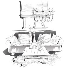 Cozy interior sketch