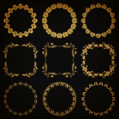 Vector set of gold decorative borders frame N8