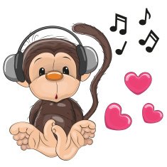 Monkey with headphones N2