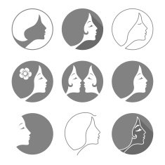 Set of woman fashion icons or logos Contour lines
