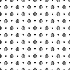 Bug and hearts black white seamless vector pattern