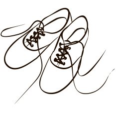 white sneakers with the laces are loose after a walk