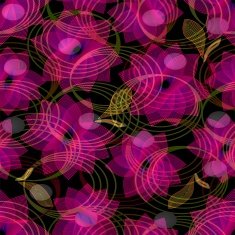 Dark background with red outline flower motif and lights
