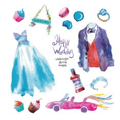 watercolor sweets wedding set