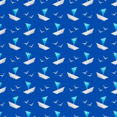 Vector seamless pattern sea and ship flat