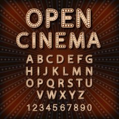 Vector set Retro neon sign vintage billboard bright signboard light N4