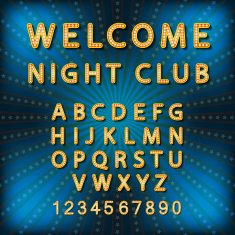 Vector set Retro neon sign vintage billboard bright signboard light N6