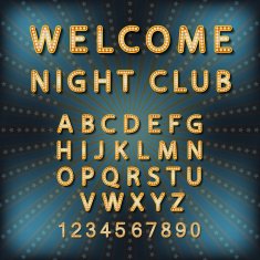 Vector set Retro neon sign vintage billboard bright signboard light N7