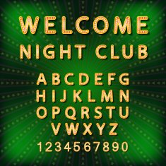 Vector set Retro neon sign vintage billboard bright signboard light N8