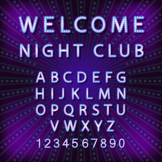 Vector set Retro neon sign vintage billboard bright signboard light N9