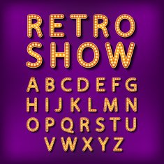 Vector set Retro neon sign vintage billboard bright signboard N7