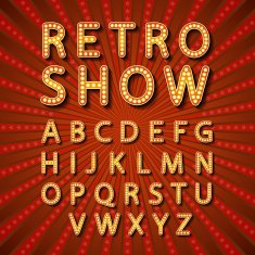 Vector set Retro neon sign vintage billboard bright signboard N8