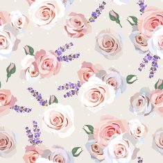 Seamless roses and lavender